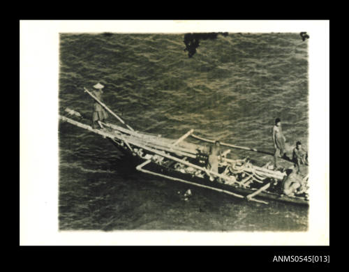 Aerial view of an Indonesian fishing boat at sea