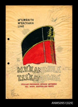 Unfinished advertising illustration concerning MV KANIMBLA and TSS KATOOMBA