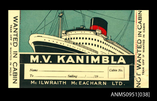 MV Kanimbla McIlwraith McEacharn Ltd Wanted in cabin