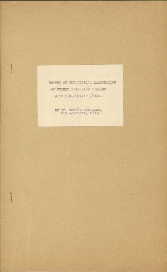 Document titled Report on the Medical Examination of Sydney Waterside Workers With Disability Cards