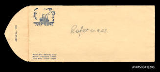 A-O Line (Australian-Oriental Line) envelope comprised of white paper with printed blue image of vessel SS TAIPING at sea and text reading "A-O Line" at upper left corner