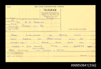 Telegram from Leman addressed to Eric Beeham concerning news of Elaine Beeham's pregnancy