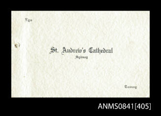 Invitation addressed to Captain Beeham to attend the wedding of Lyn Wong and Tommy Lam at St Andrews Cathedral Sydney