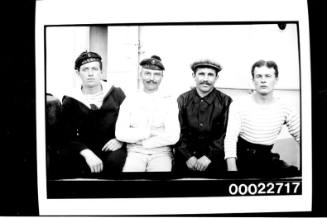 Crew of DUQUESNE with two Australian soldiers, WWI