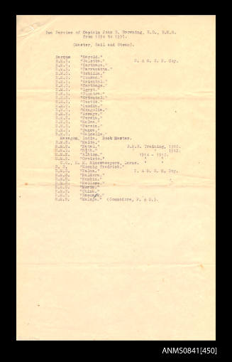 List of sea service for Captain John B Browning