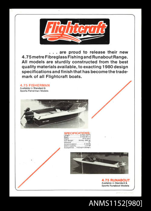 Flightcraft fibreglass fishing and runabouts