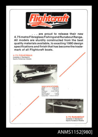 Flightcraft fibreglass fishing and runabouts