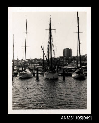 Three yachts in a harbour