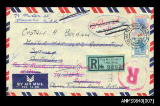 Air mail envelope addressed to Captain Eric Bolton Beeham