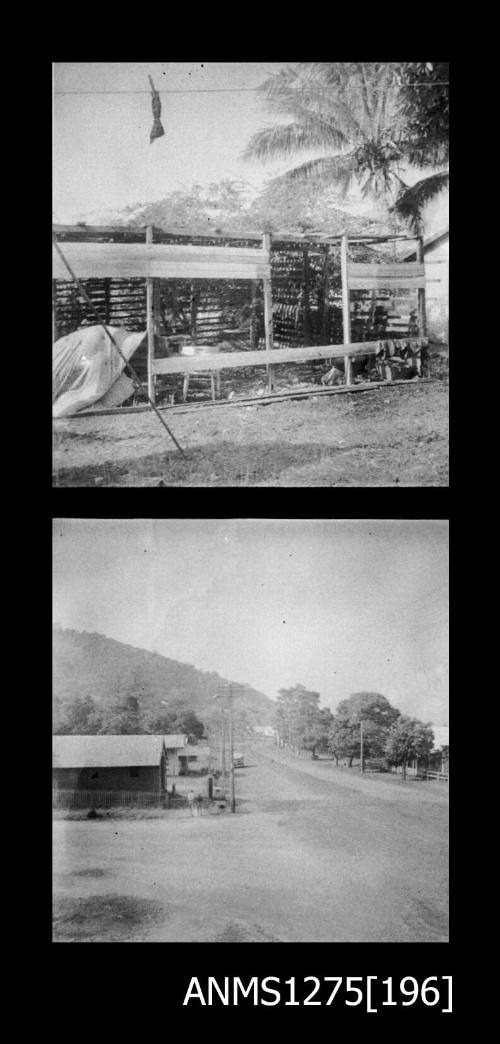 Two black-and-white negatives, joined together, both possibly of different views of a shed