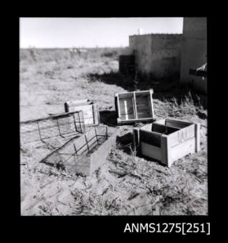 Pearl containers, and other boxes and containers, on the ground