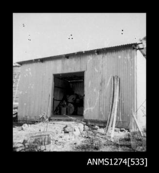 A shed, filled with eqipment, on Packe Island