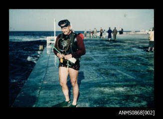 Bob Lynch wearing his demand valve at Clovelly