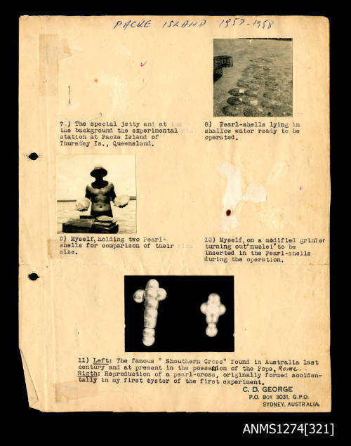 Page of Photographs, with corresponding text, from Packe Island 1957-1958