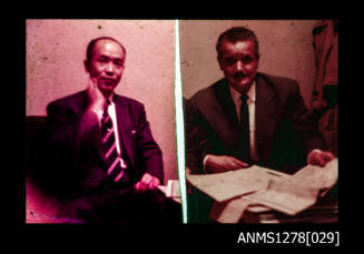 35mm colour transparency of a Japanese man and Denis George