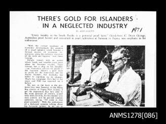 An article titled There's gold for islanders in a neglected industry