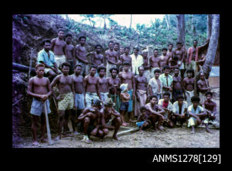 35mm colour transparency of numerous Papua New Guinean [?] people, congregated for a photograph