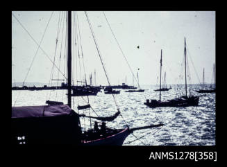 35mm colour transparency of several sailing boats in the water