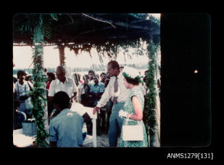 Queen Elizabeth II, Prince Philip and crowd at Milne Bay Pearl Industry