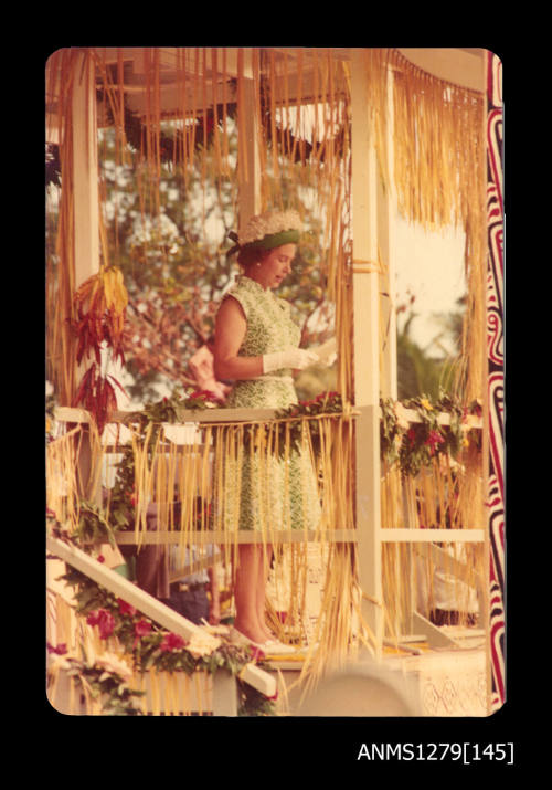 Queen Elizabeth II making a speech at Milne Bay