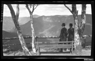 Two men at the Govett's Leap lookout in the Blue Mountains