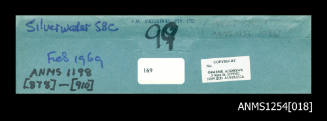 Envelope for negatives, displaying information and cataloguing methods for transparencies and proof sheets for the Graeme Andrews Collection