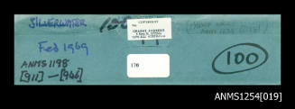 Envelope for negatives, displaying information and cataloguing methods for transparencies and proof sheets for the Graeme Andrews Collection