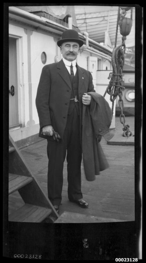 Captain Edward Robert Sterling on a ship's deck