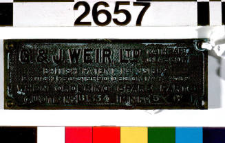 G & J Weir Ltd, Cathcart, Glasgow - British patent number 331882