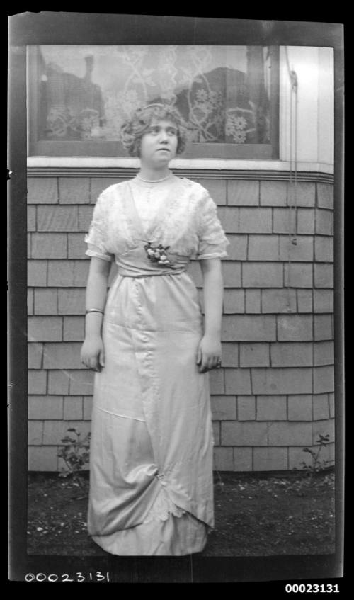 Portrait of a woman, possibly related to Captain Edward R Sterling, in formal dress