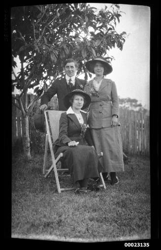 Sisters Helen Dorothy and Ethel Manila Sterling with an unidentified man