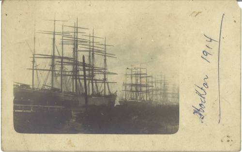 Ships berthed at Stockton, New South Wales, 1914