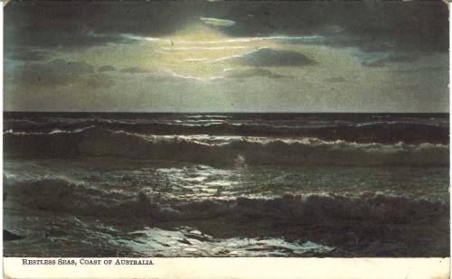 Postcard titled: Restless Seas, Coast of Australia