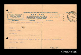 Telegram to Arthur Morgan, 18 August 1941