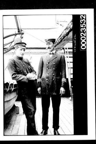 Ships and steamer crews, two men in uniform