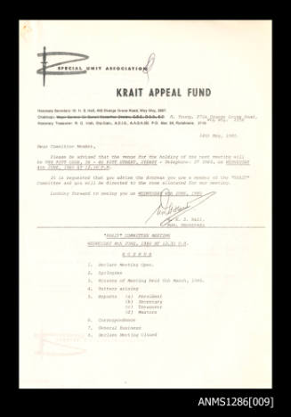 KRAIT Committee agenda for June, 1980