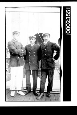 Ships and steamer crews, three men in uniform