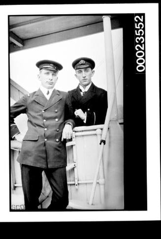 Ships and steamer crews, two men 