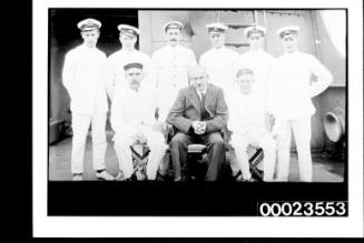 Ships and steamer crews, two tows of men in uniform