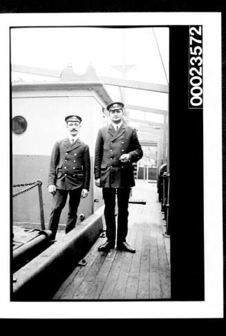 Ships and steamer crews, two officers in uniform