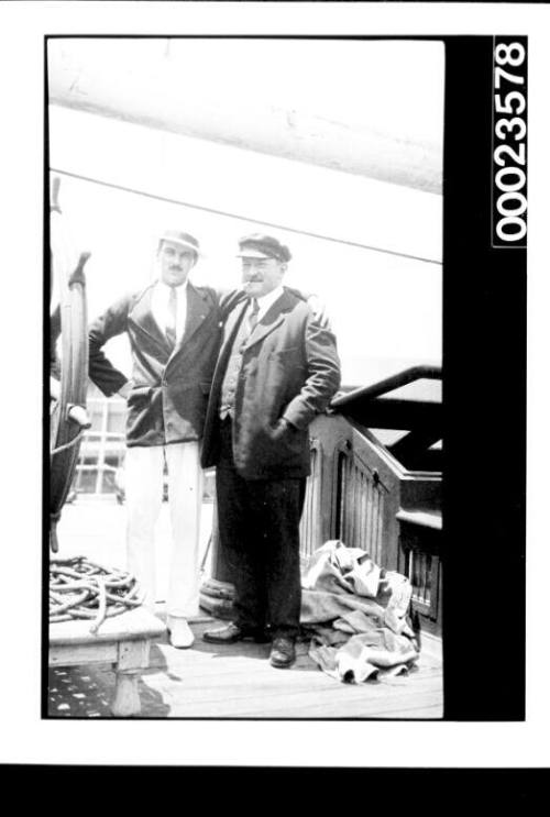 Ships and steamer crews, two men on ship deck