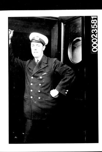 Ships and steamer crews, man in two piece suit