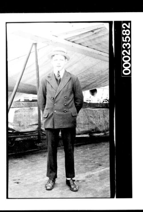 Ships and steam crews, man in uniform on deck