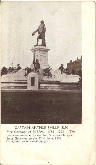 Postcard from the Sydney Statues Series titled: Captain Arthur Phillip, R.N
