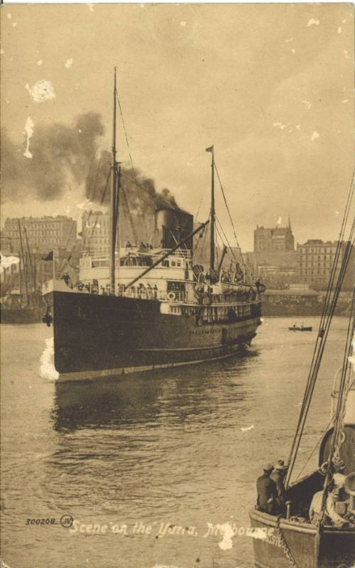 Postcard titled: Scene on the Yarra, Melbourne