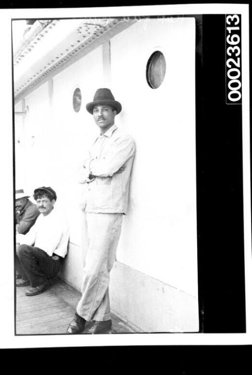 Ships and steamer crews, man in uniform standing