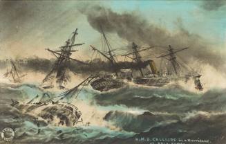 HMS CALLIOPE in a hurricane at Apia, Samoa