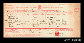 Certified copy of the birth certificate of Master Mariner John Frederick Spring, born 18 December 1871