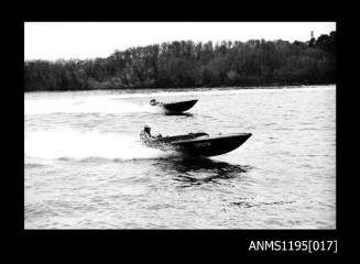Deepwater Motor Boat Club Race 1970, two unknown inboard skiffs