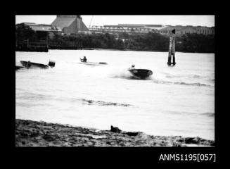 Silverwater January 1971, three powerboats including HOT ROD III avoiding a collision